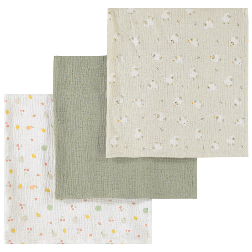 Set of 3 muslin swaddles 70 x 70 cm La Vie à la Ferme - Prémaman