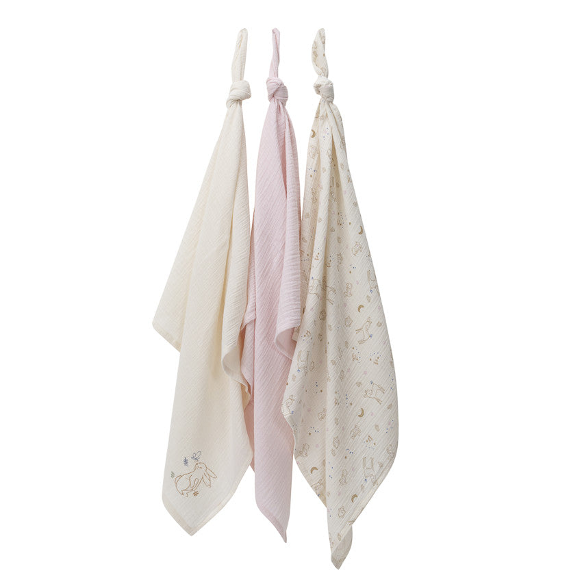 Lot de 3 langes en gaze de coton Little Deer - Prémaman