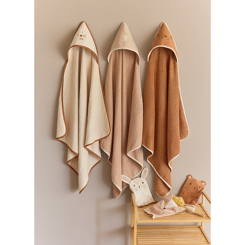 Set of 3 beige/brown terry bath capes - Maternity