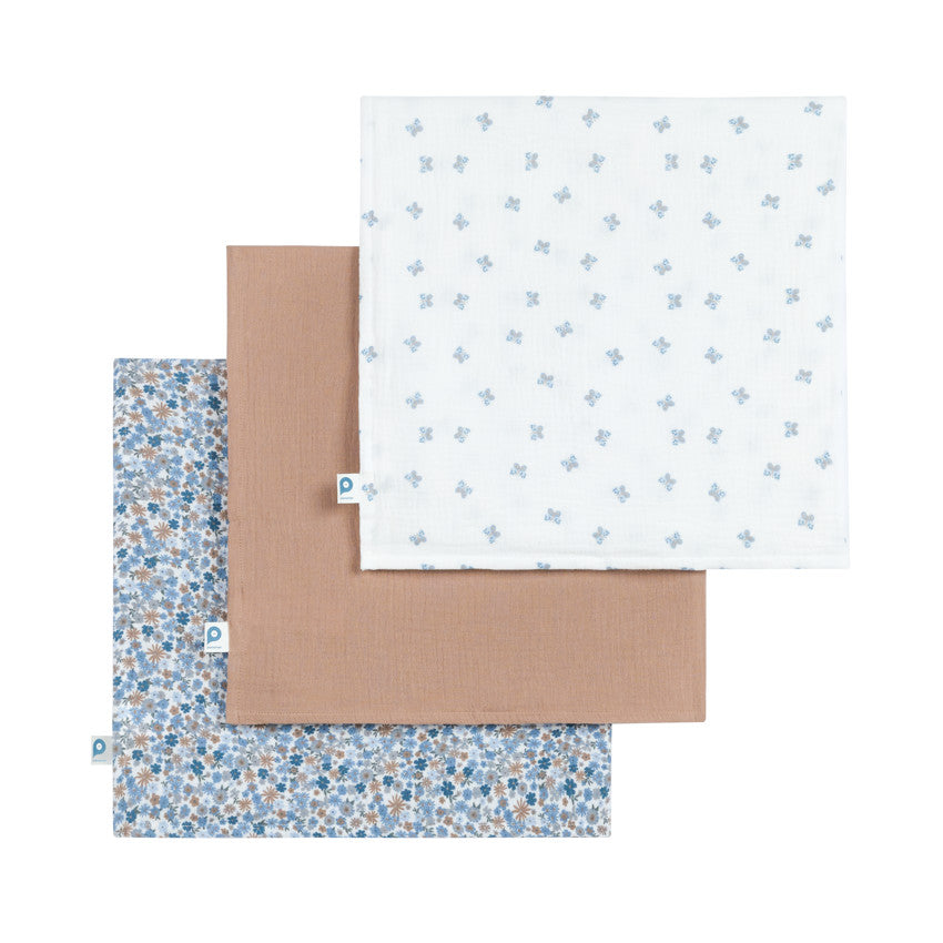 Lot de 3 lange en gaze de coton - Tiny Flowers - Prémaman