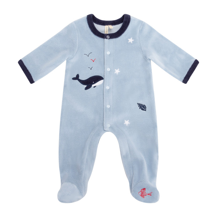 Pretty Sea velour sleepsuit for baby boys - Prémaman