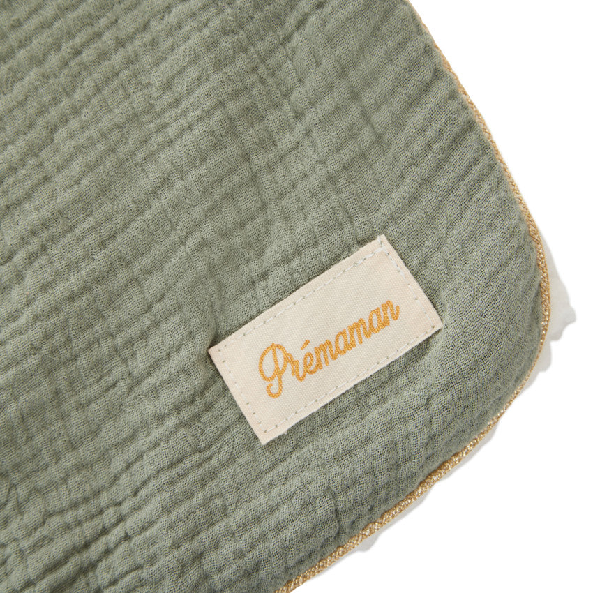 Sherpa-lined tetra blanket 80 x 80 cm green - Prémaman