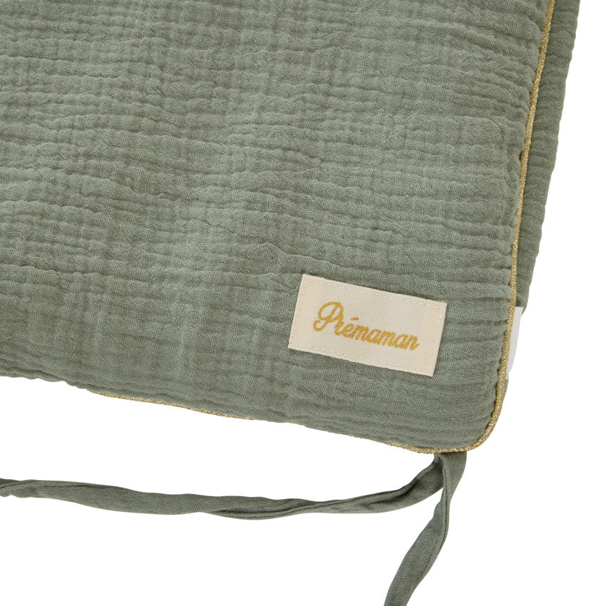 Green cotton gauze 3-panel cot bumper - Prémaman