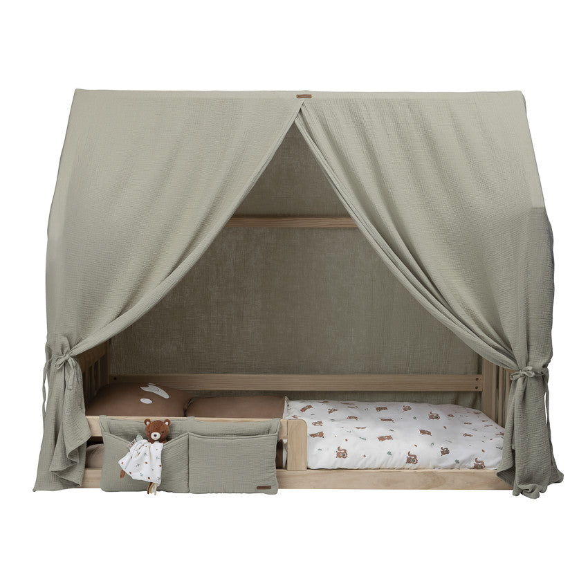 Green muslin bedside caddy - Prémaman