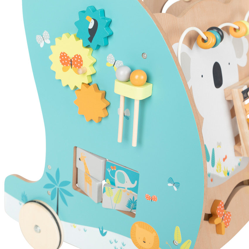 Chariot d'activité et de marche en bois Crazy Jungle - Prémaman