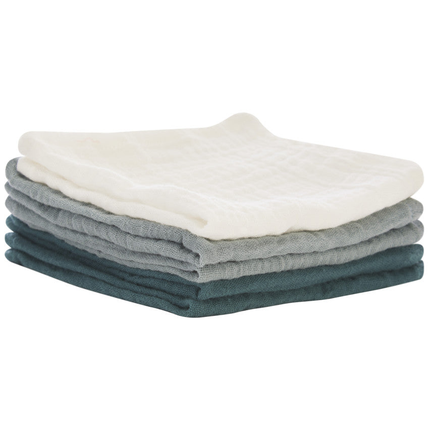 Set of 5 tetra washcloths 25 x 25 cm - Prémaman