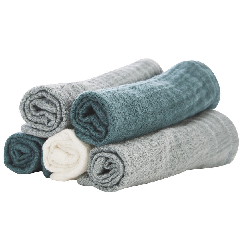 Set of 5 tetra washcloths 25 x 25 cm - Prémaman
