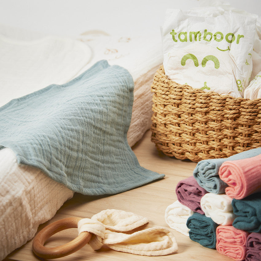 Set of 5 tetra washcloths 25 x 25 cm - Prémaman