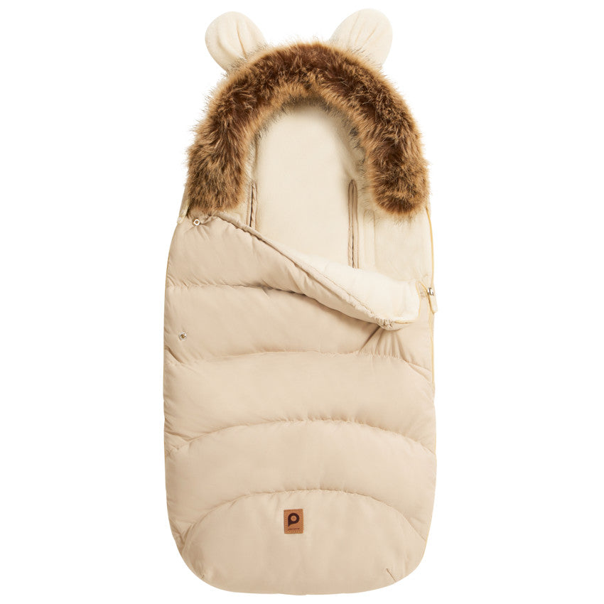 Warm universal sherpa-lined Nours beige footmuff - Prémaman