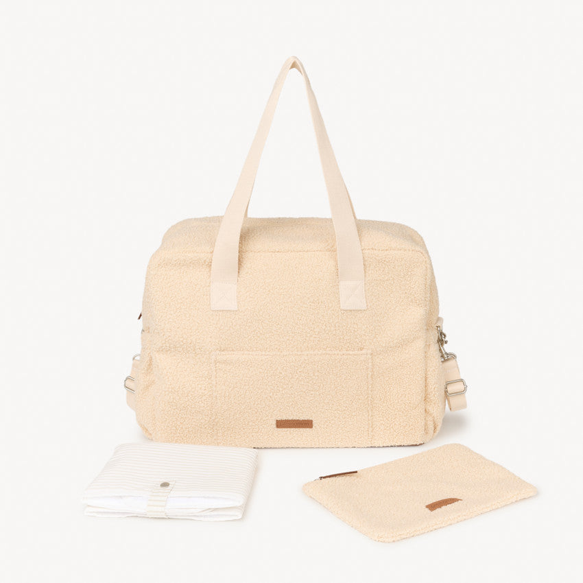 Sac à langer en bouclette avec bandoulière réglable - Prémaman