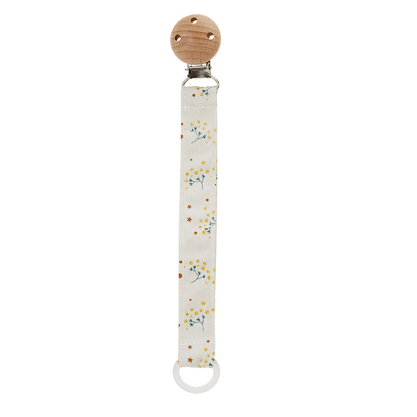 Attache-sucette à clip en bois Fleurs - Prémaman