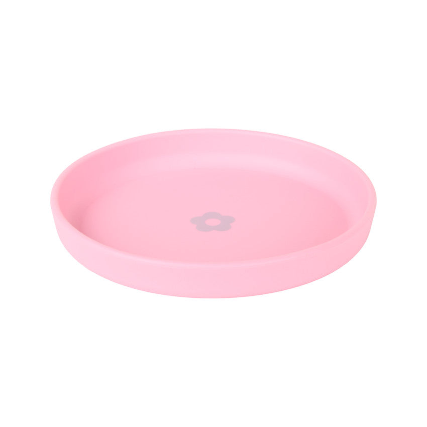 Assiette en silicone avec motif fleur et rebords relevés - Prémaman