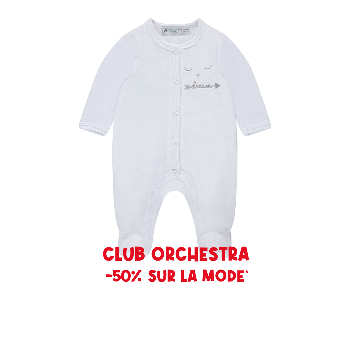 Feather Embroidered Velour Sleepsuit - Maternity