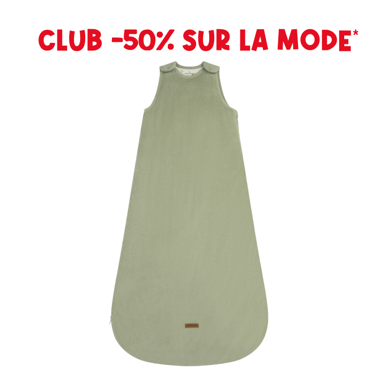 Sleeveless baby sleep sack T3 in green corduroy TOG 3.5 - Prémaman