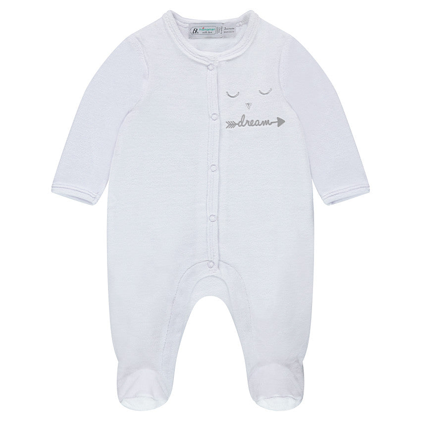 Feather Embroidered Velour Sleepsuit - Maternity