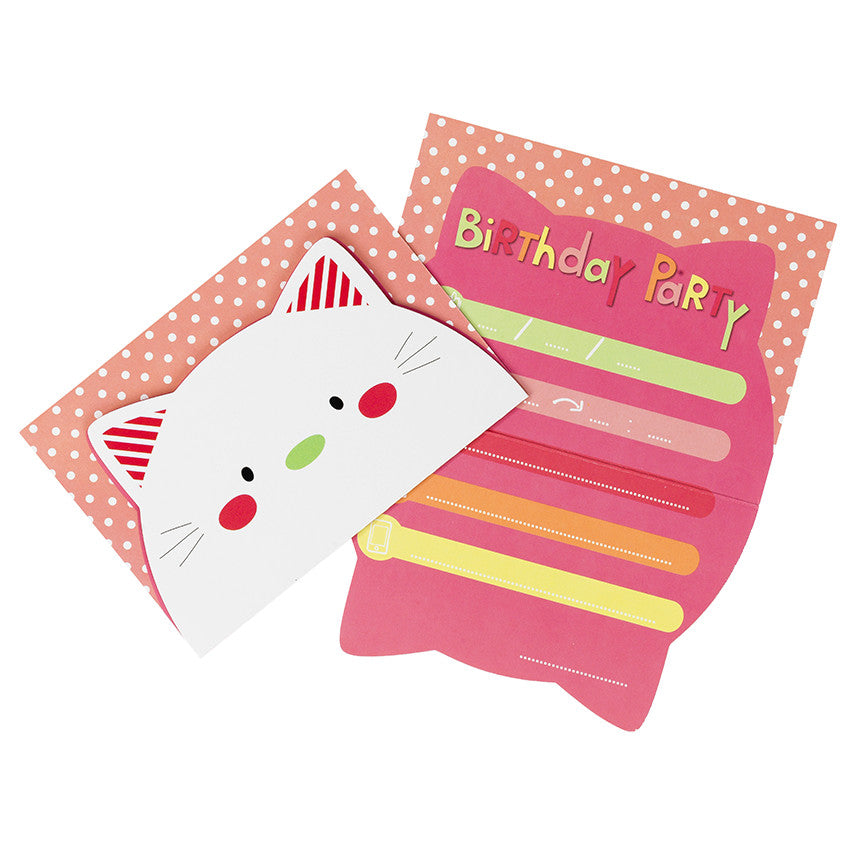 Pack of 10 cat-themed birthday invitations - Prémaman