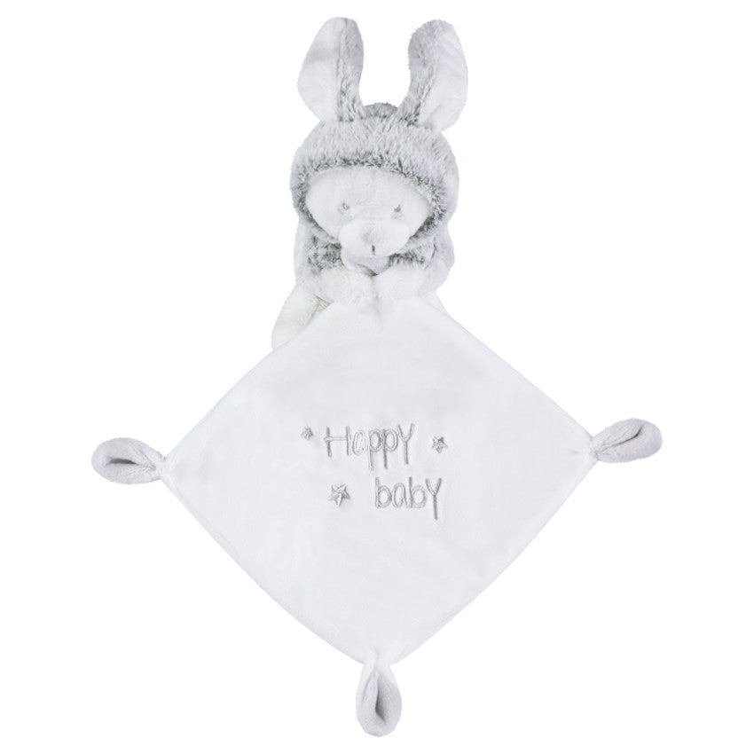 Doudou plat en velours avec peluche lapin - Prémaman