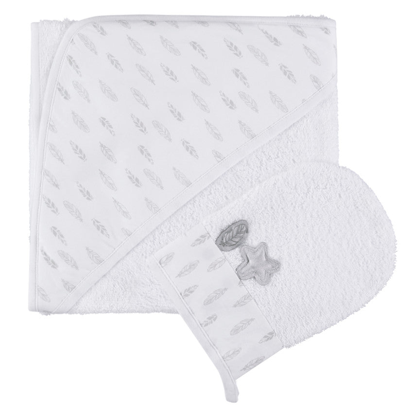 Cape de bain et gant de toilette Feather - Prémaman