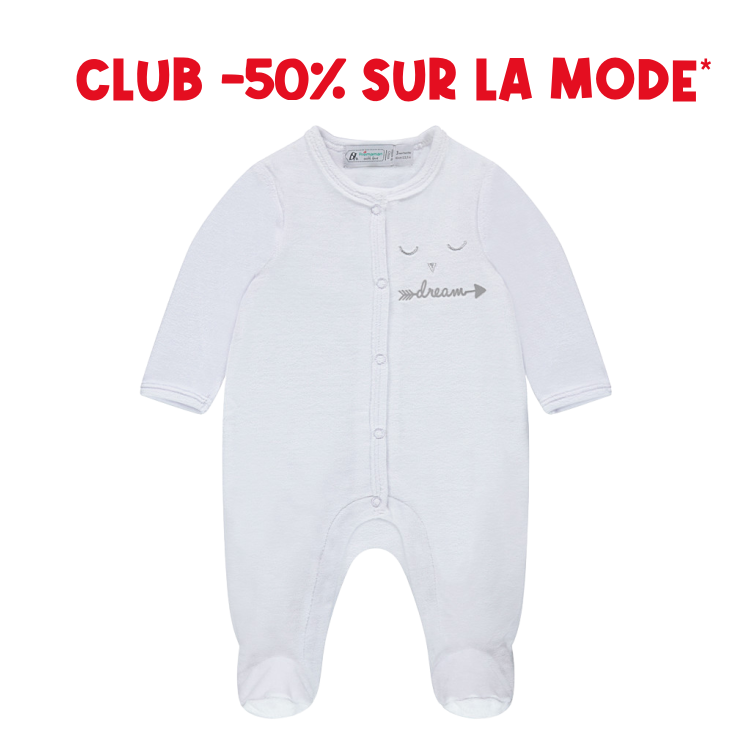 Feather Embroidered Velour Sleepsuit - Maternity