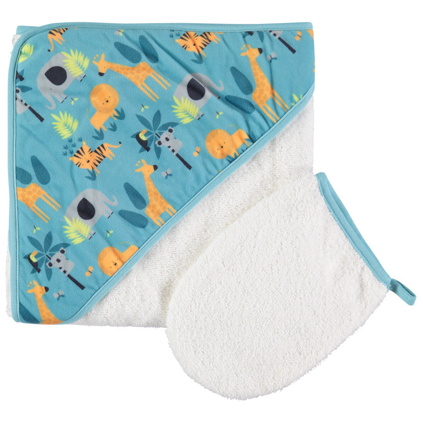 Cape de bain et gant de toilette Crazy jungle - Prémaman