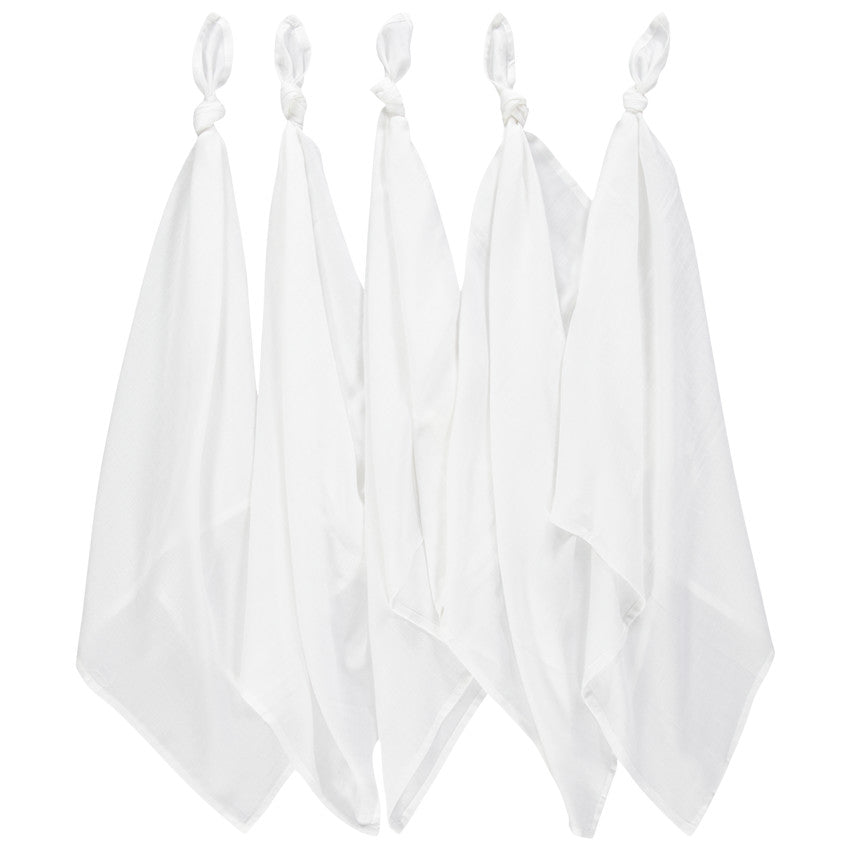 Set of 5 plain white muslins - Premaman
