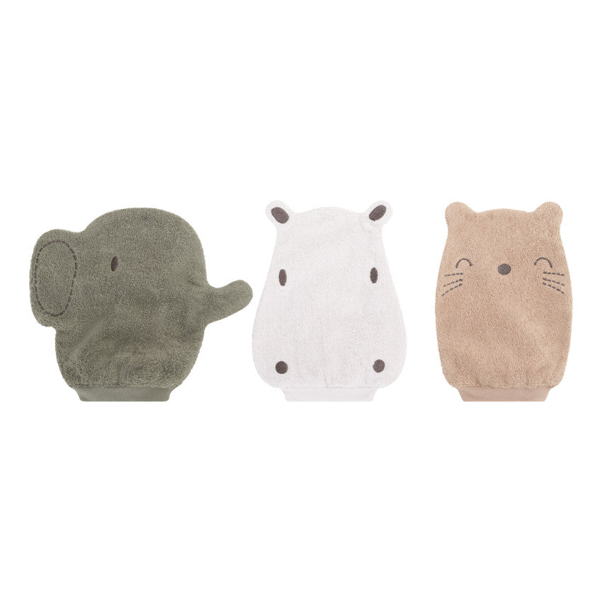 Set of 3 Savannah Animal washcloths - Prémaman
