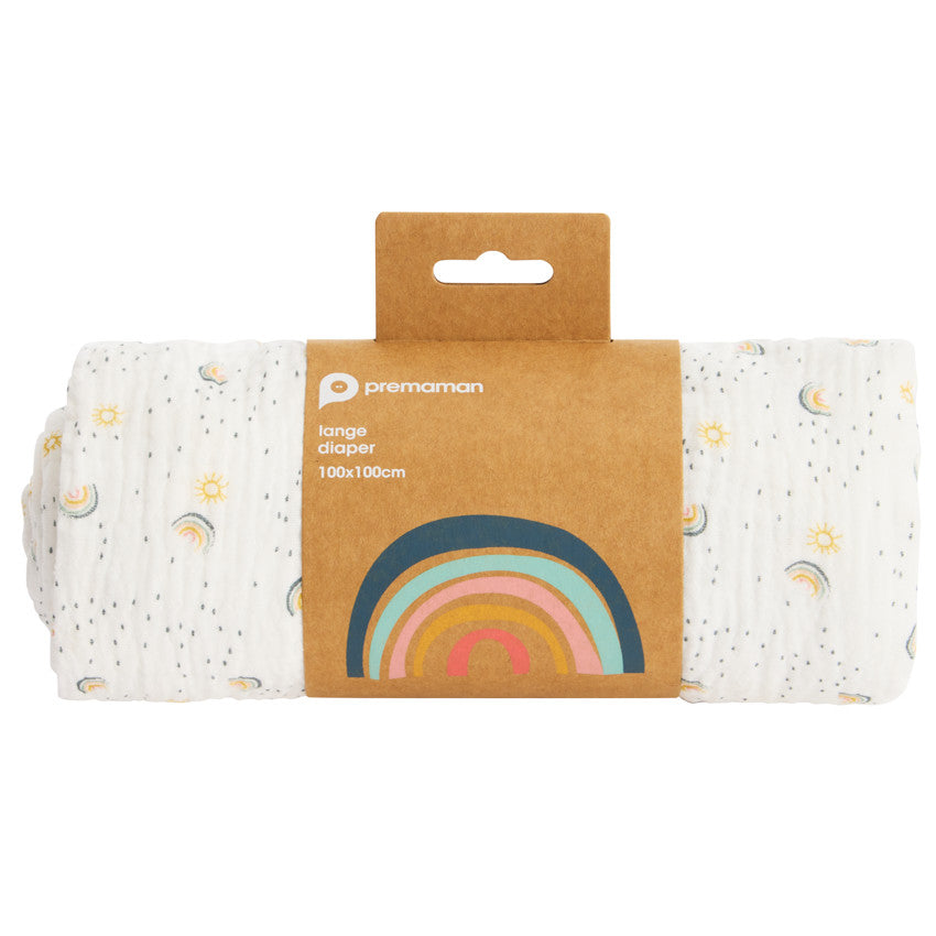 Rainbow print 100 x 100 cm cotton gauze swaddle - Premaman