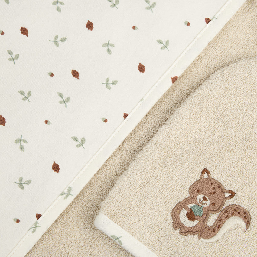 Forest King Beige Bath Set with Hooded Towel and Wash Mitt - Maternity