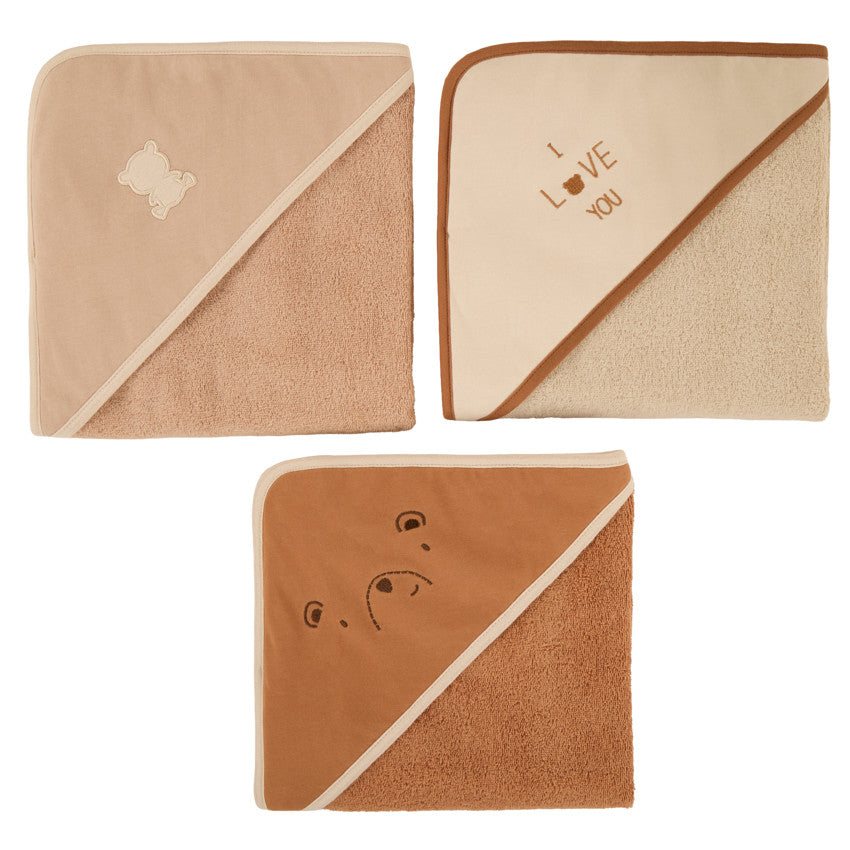 Set of 3 beige/brown terry bath capes - Maternity