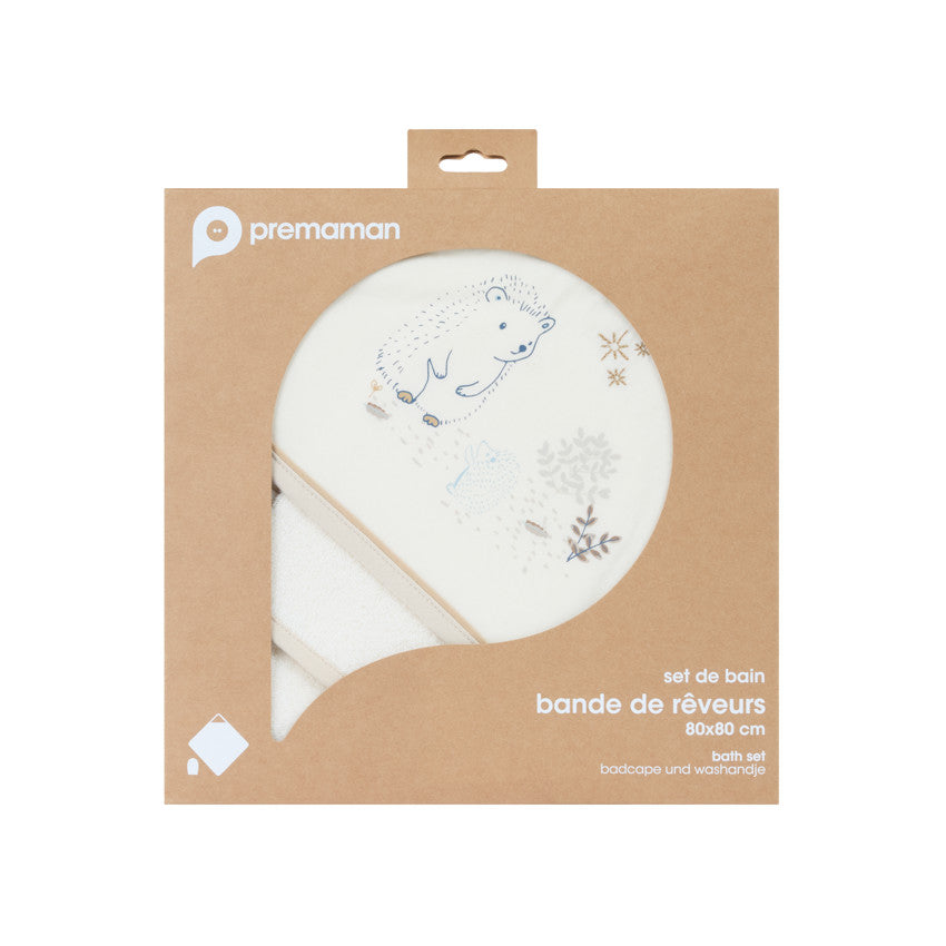"Bande de Rêveurs" hooded towel and wash mitt set - Maternity