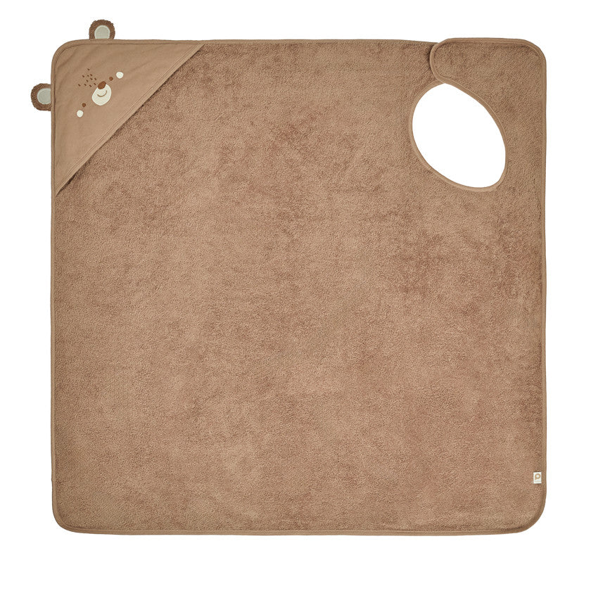 Cape de bain ludique et tablier 2 en 1 Ourson marron - Prémaman