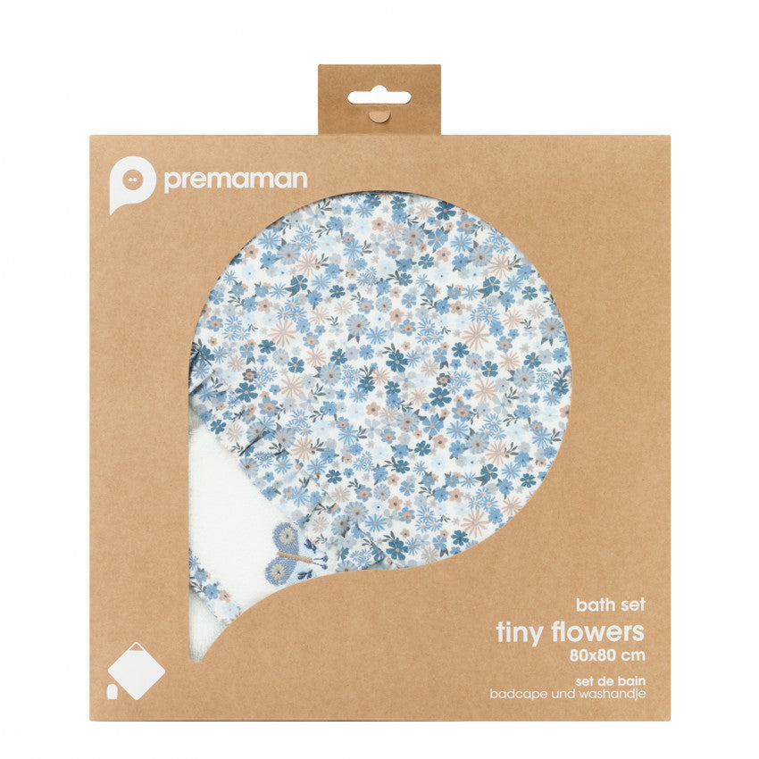 Tiny Flowers Bath Set - Hooded Towel + Washcloth - Prémaman