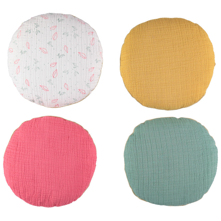 Coussin décoratif rond en tétra modulable en tour de lit ou de parc - Prémaman