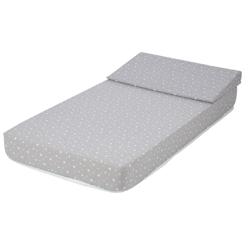 Matelas Star 60x120cm + Plan incliné - Gris imprimés étoiles - Prémaman