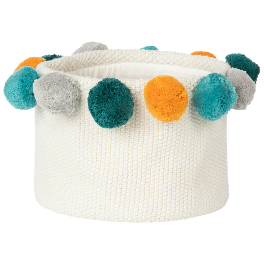 Knitted Storage Basket with Pom-Poms - Maternity