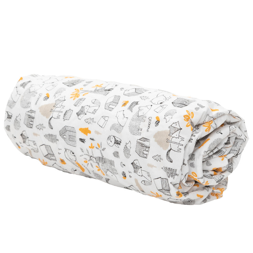 Fitted sheet Our Little Friends printed animal poplin 60 x 120 cm - Prémaman