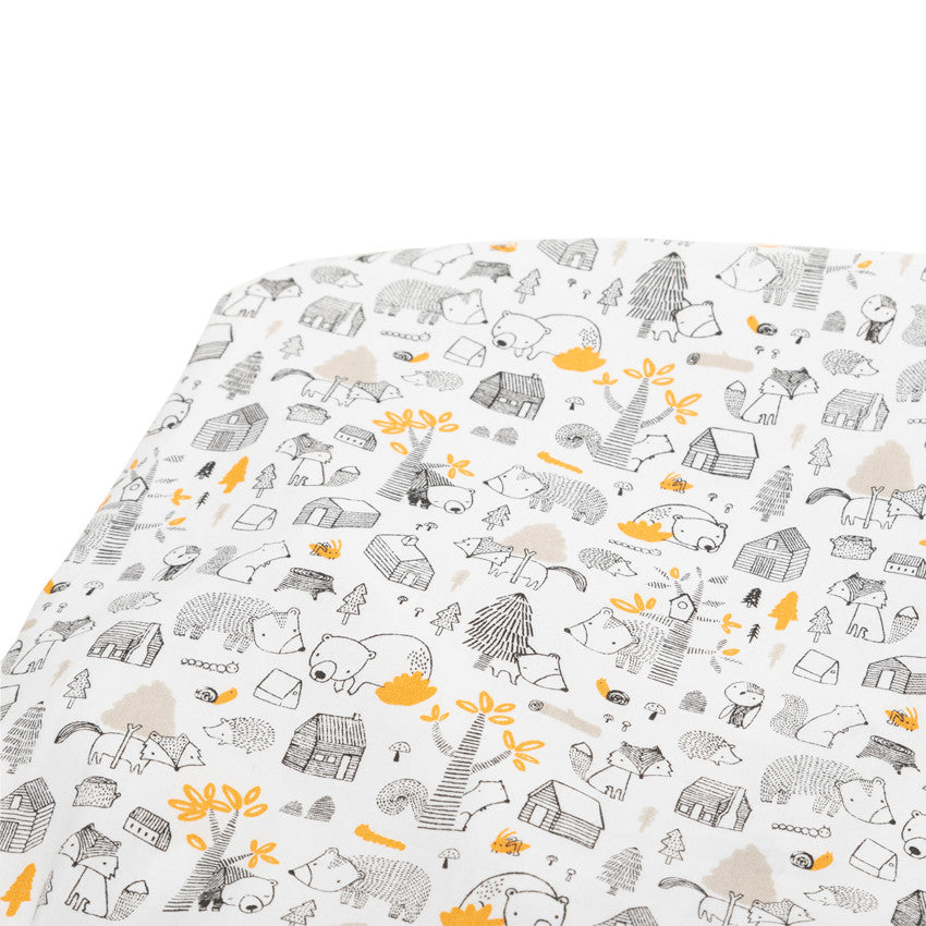 Fitted sheet Our Little Friends printed animal poplin 60 x 120 cm - Prémaman