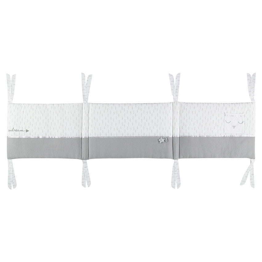 3-sided cot bumper with fancy print and embroidered owl - Prémaman