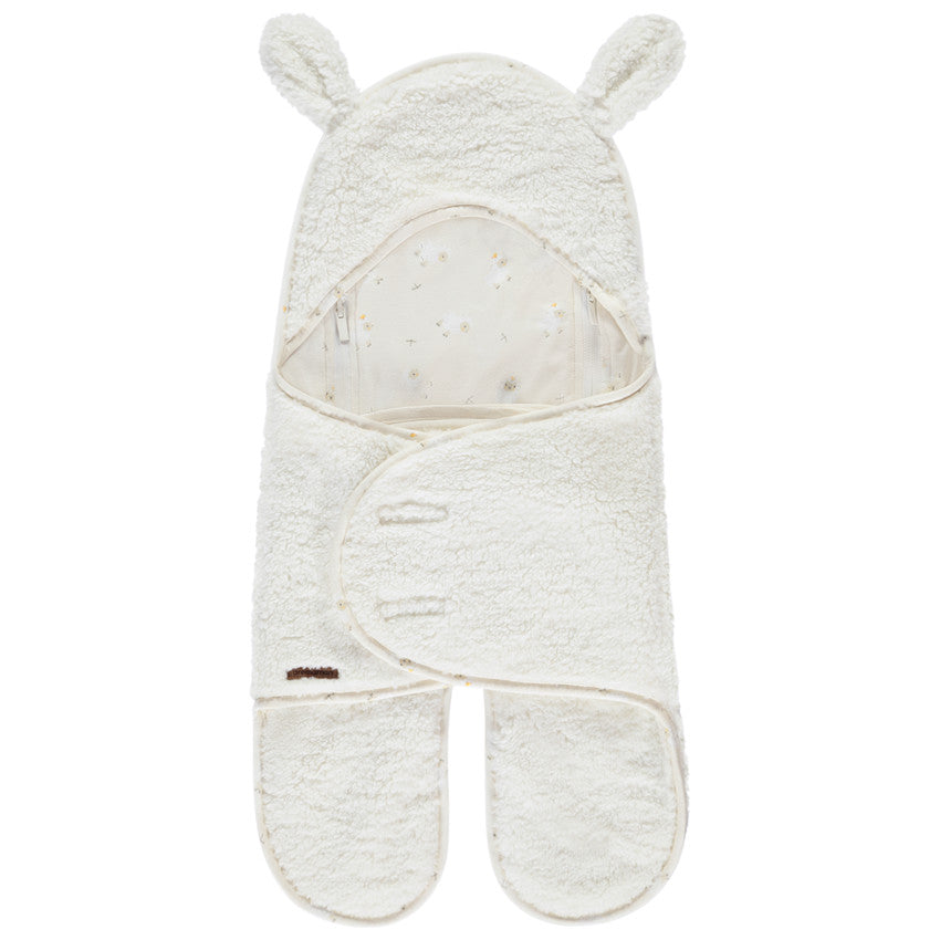 Sherpa sleep sack with fun Farm Life hood ecru - Prémaman