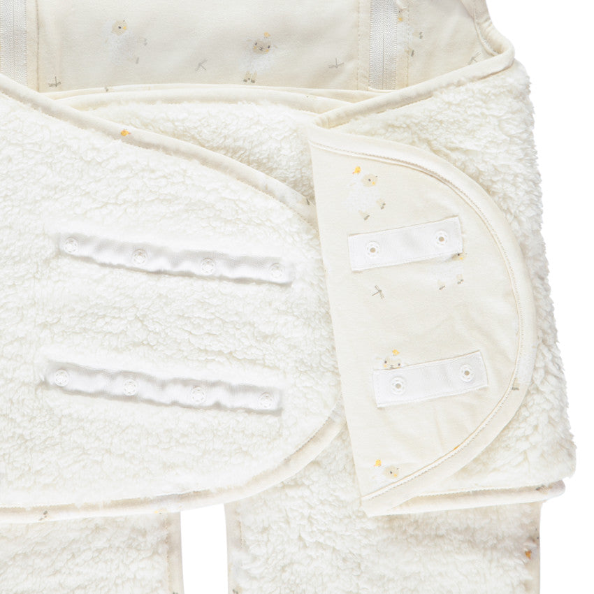 Sherpa sleep sack with fun Farm Life hood ecru - Prémaman