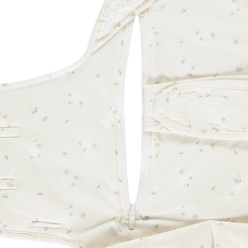 Sherpa sleep sack with fun Farm Life hood ecru - Prémaman