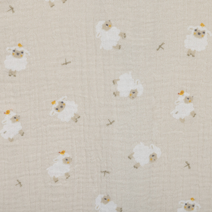 Sheep print gauze sleeping bag TOG 0.5 18-36M La Vie à la Ferme beige - Prémaman