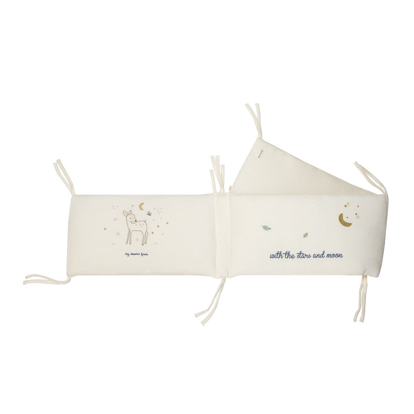 Tour de lit 3 pans en velours Little Deer écru - Prémaman