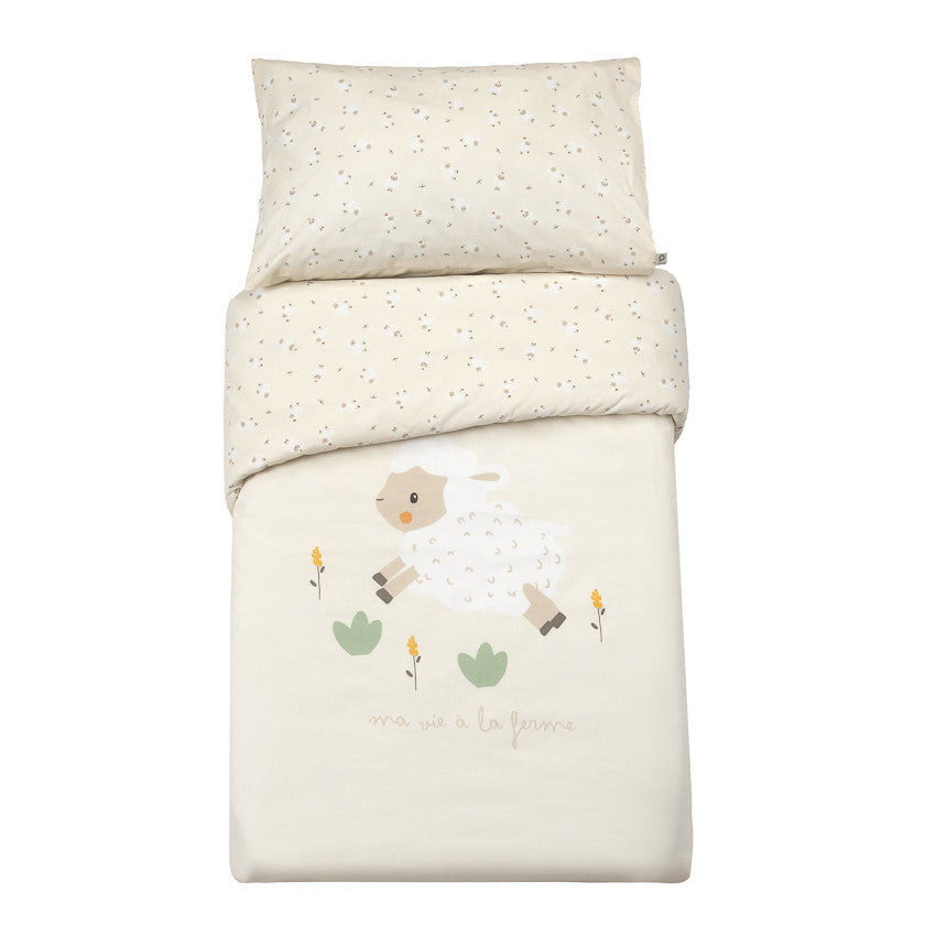 Housse de couette avec taie d'oreiller 60 x 120 cm La Vie à la Ferme - Prémaman