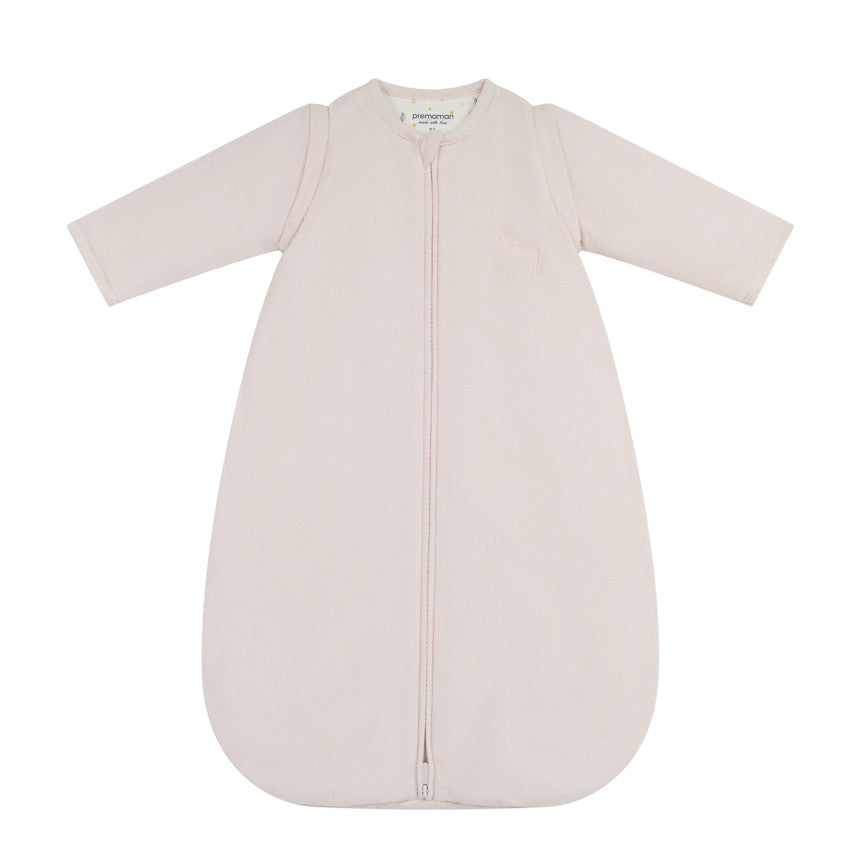 Corduroy sleeping bag with removable sleeves TOG 3.5 pink deer - Prémaman