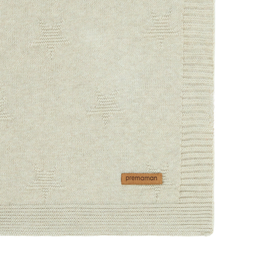 Couverture en tricot motif étoiles - 80 x 110 cm - Prémaman
