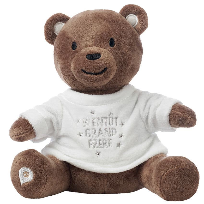 Habillage pour peluche à texte annonce grand frère brodé - Prémaman