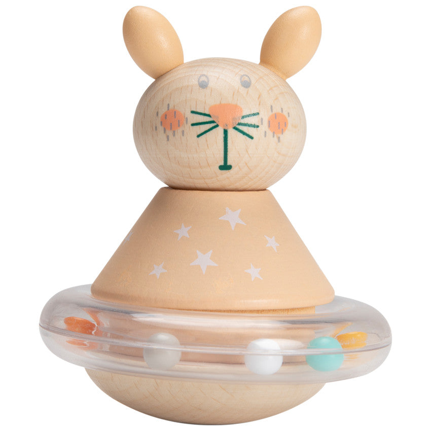 Roly-poly rattle with beads - Orange Rabbit - Prémaman