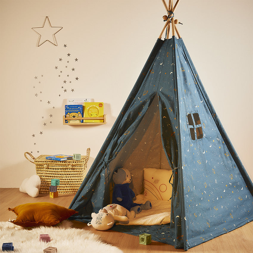 Constellation print cotton and wood teepee - Prémaman