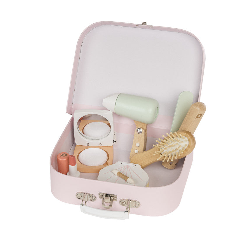 Kit de coiffure et de maquillage en bois rose - Prémaman